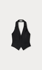 LUXE SUITING HALTER VEST BLACK001