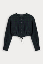 THE CRINKLE CINCHED SHIRT FOREST PLAID