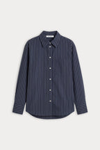 THE POPLIN EASY SHIRT NAVY STRIPE