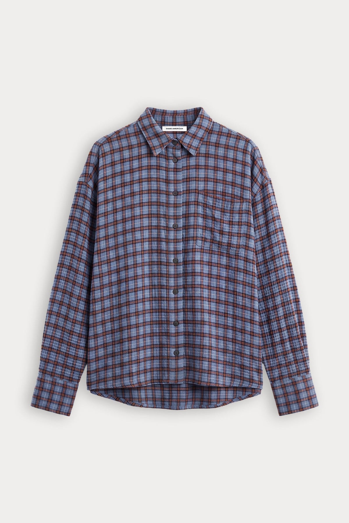 THE CRINKLE EASY SHIRT BLUE PLAID