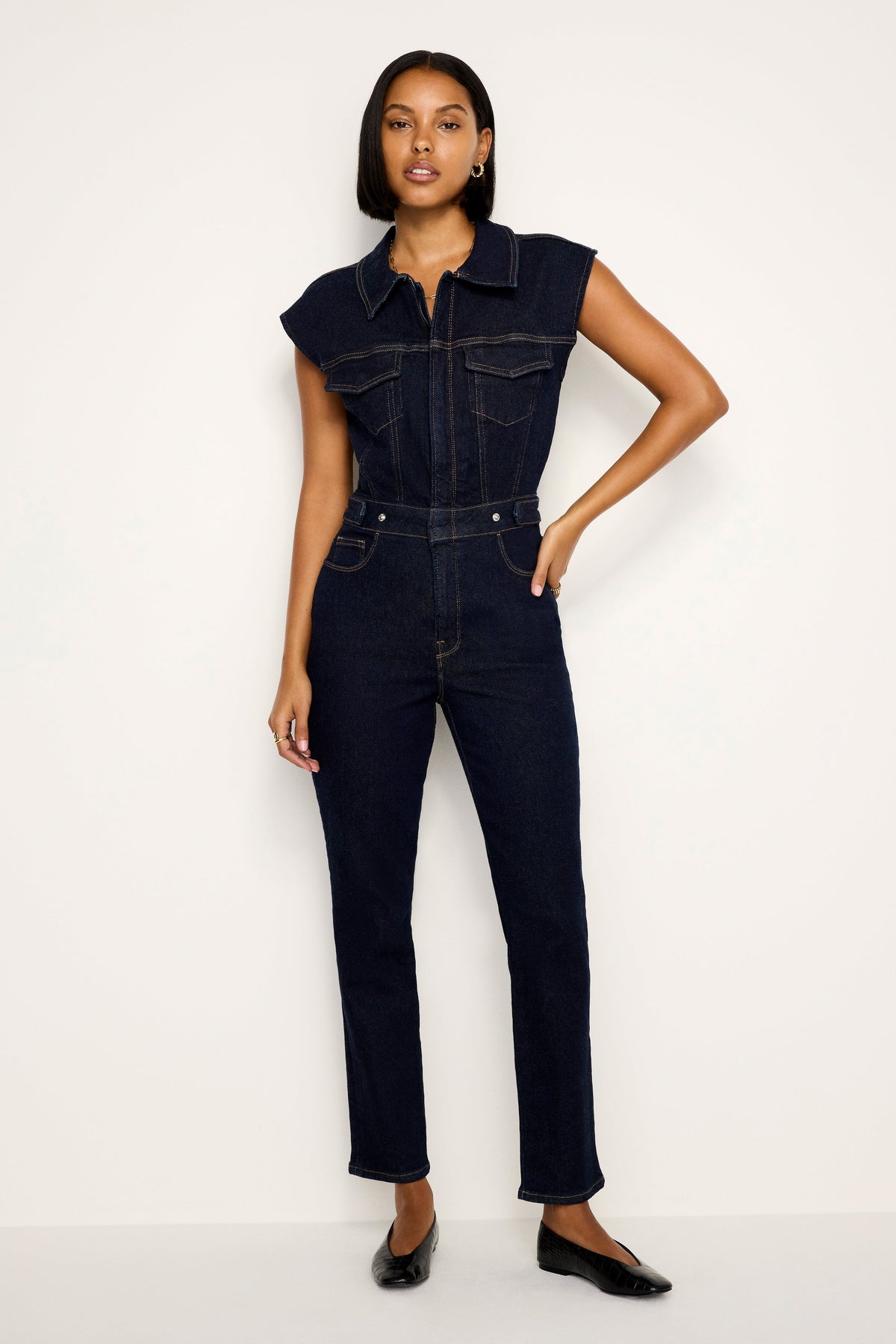 RINSED DENIM FIT FOR SUCCESS JUMPSUIT INDIGO716