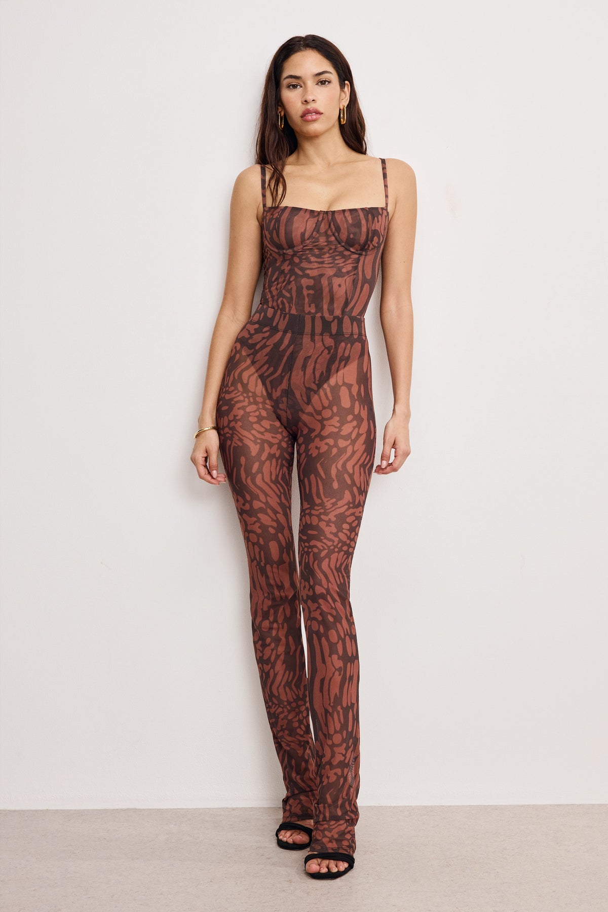 MESH MICRO BOOT LEGGINGS JAVA WARPED LEOPARD001