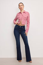 DOLLY COUNTRY CORSET SHIRT CRIMSON AND WHITE GINGHAM