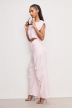 TWILL PARACHUTE PANTS BUBBLEGUM005