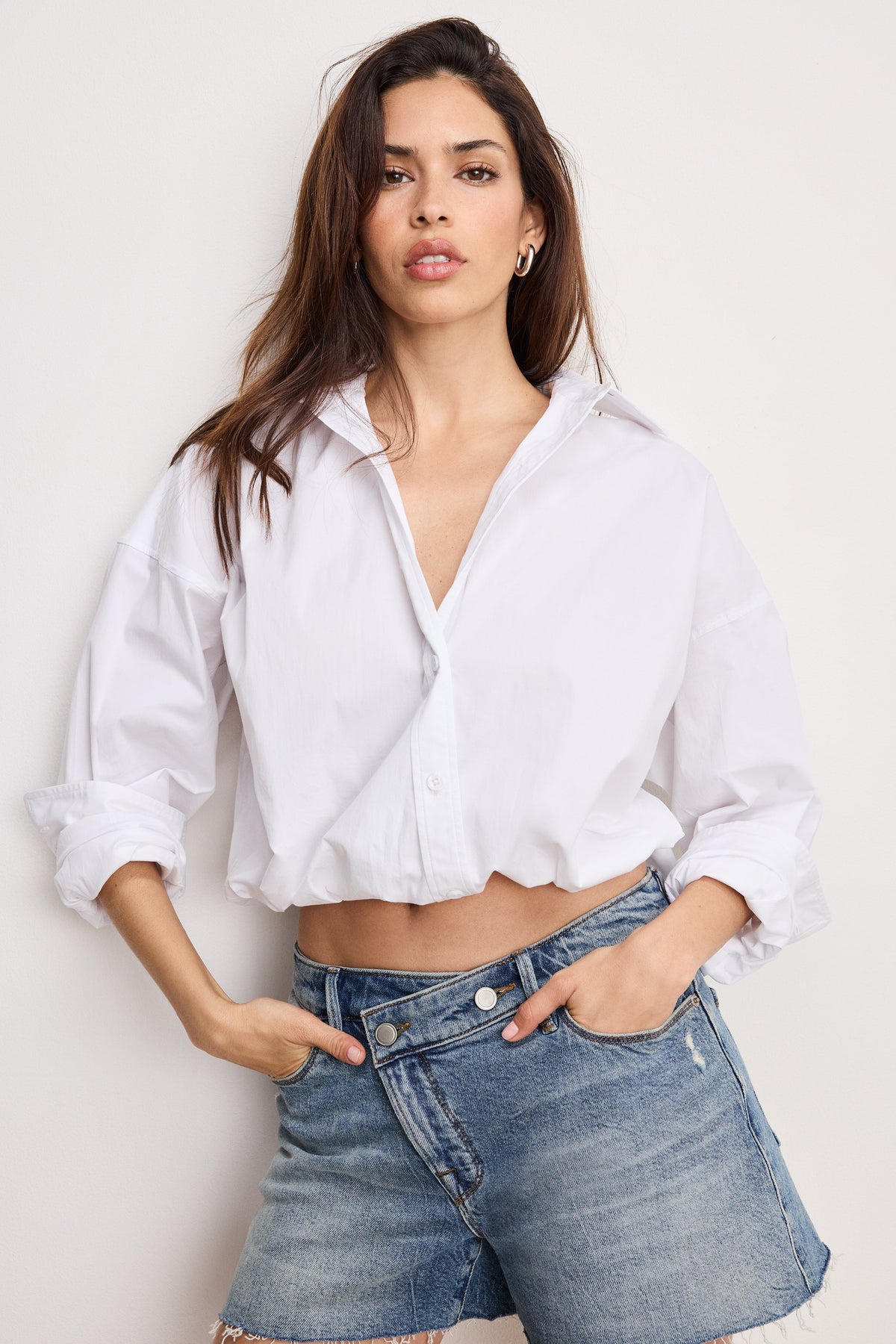 POPLIN BUBBLE SHIRT WHITE001