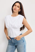 SLEEVELESS CORSET TOP WHITE001