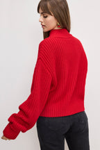 CHUNKY KNIT MOCK NECK SWEATER CHILI001