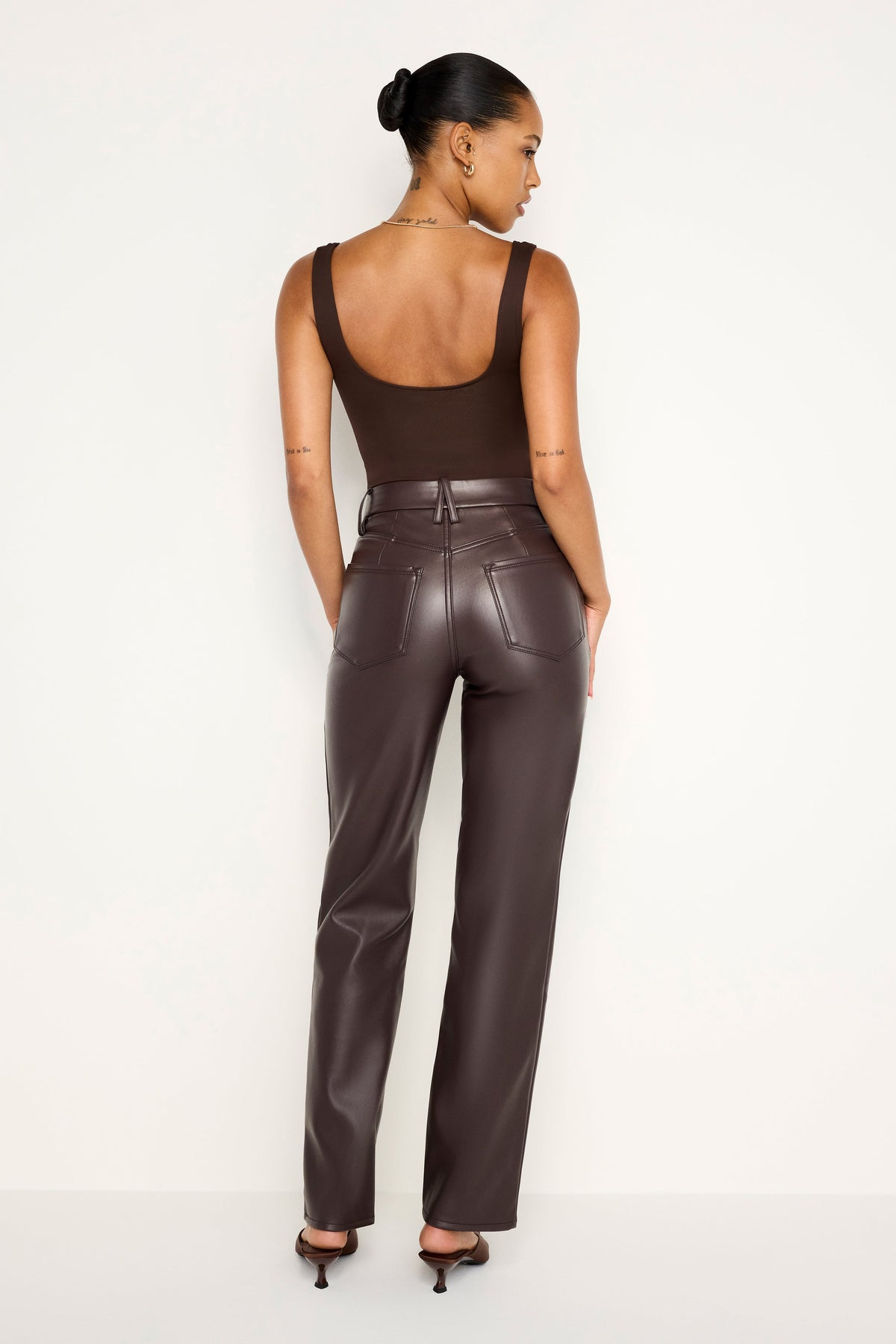 GOOD ICON FAUX LEATHER PANTS BARK003