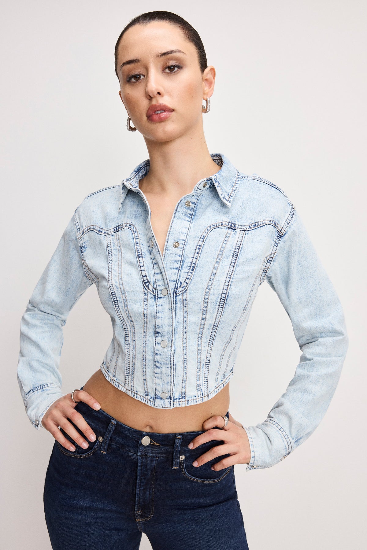 DOLLY DENIM CORSET SHIRT INDIGO1021