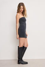 CRYSTAL STRAPLESS MINI DRESS BLACK411