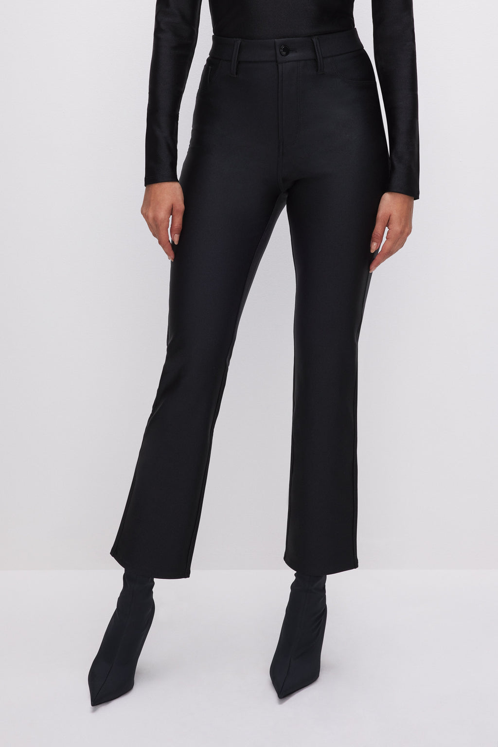 COMPRESSION SHINE STRAIGHT PANTS BLACK001