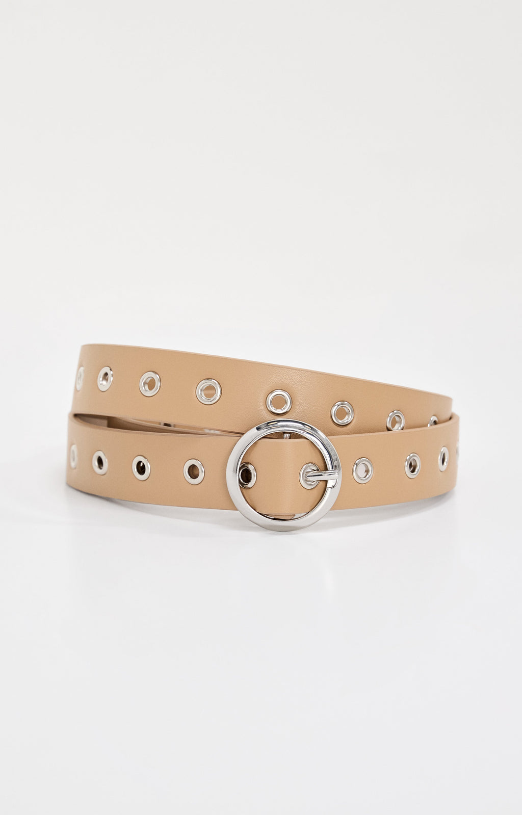 SKINNY EYELET BELT TAN002