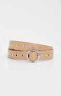 SKINNY EYELET BELT TAN002