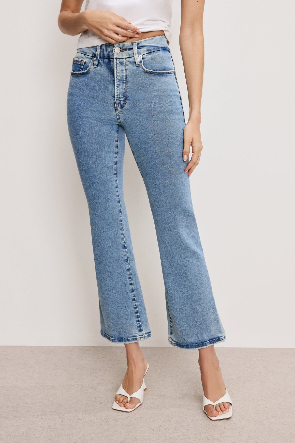 GOOD LEGS CROP MINI BOOT JEANS BLUE670