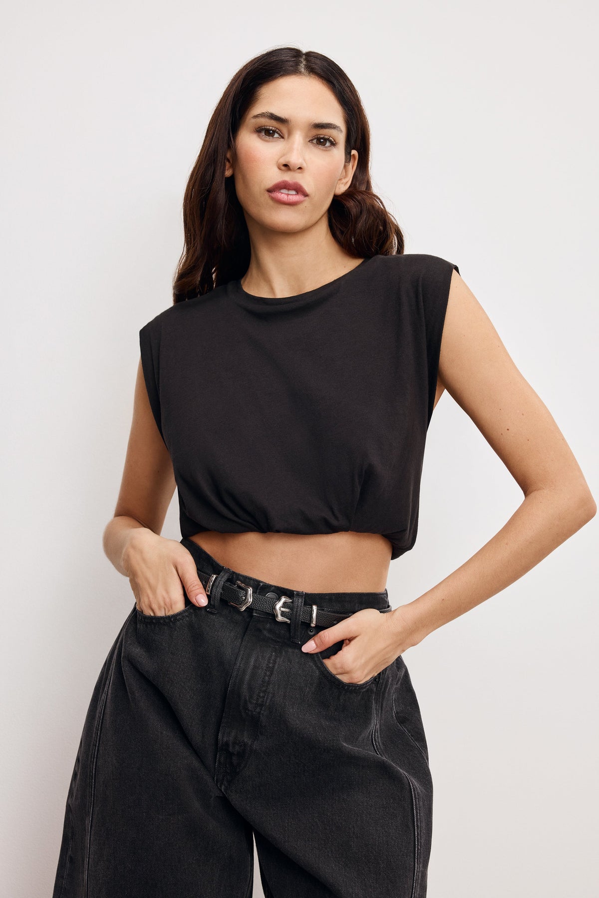 COTTON MUSCLE TEE BLACK001