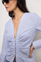 POPLIN RUCHED SHIRT VACAY STRIPE001