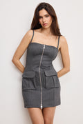 SOFT STRETCH PONTE MINI DRESS SUITING PINSTRIPE001