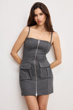 SOFT STRETCH PONTE MINI DRESS SUITING PINSTRIPE001