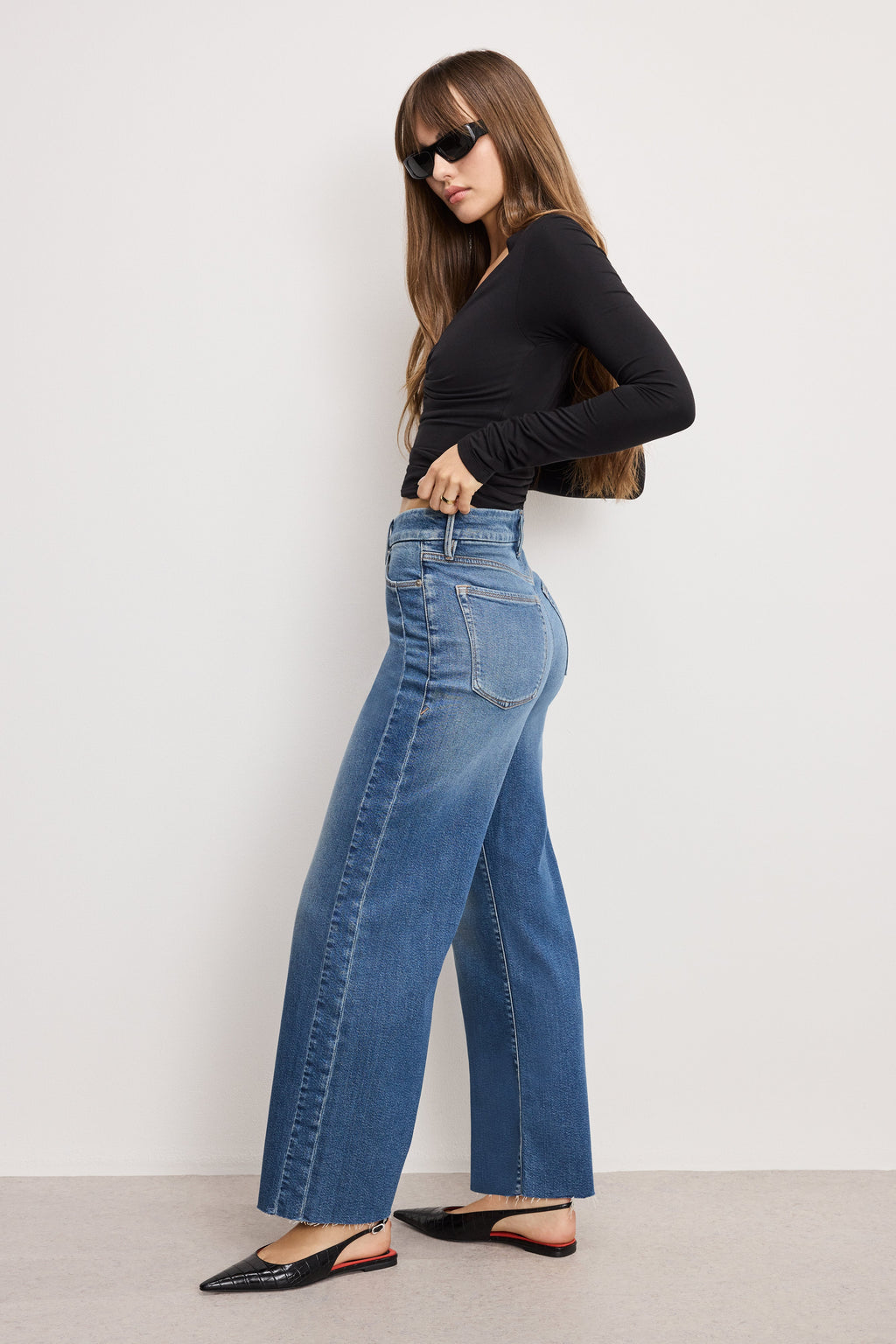 GOOD SKATE CROPPED WIDE JEANS INDIGO1005