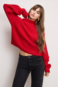CHUNKY KNIT MOCK NECK SWEATER CHILI001