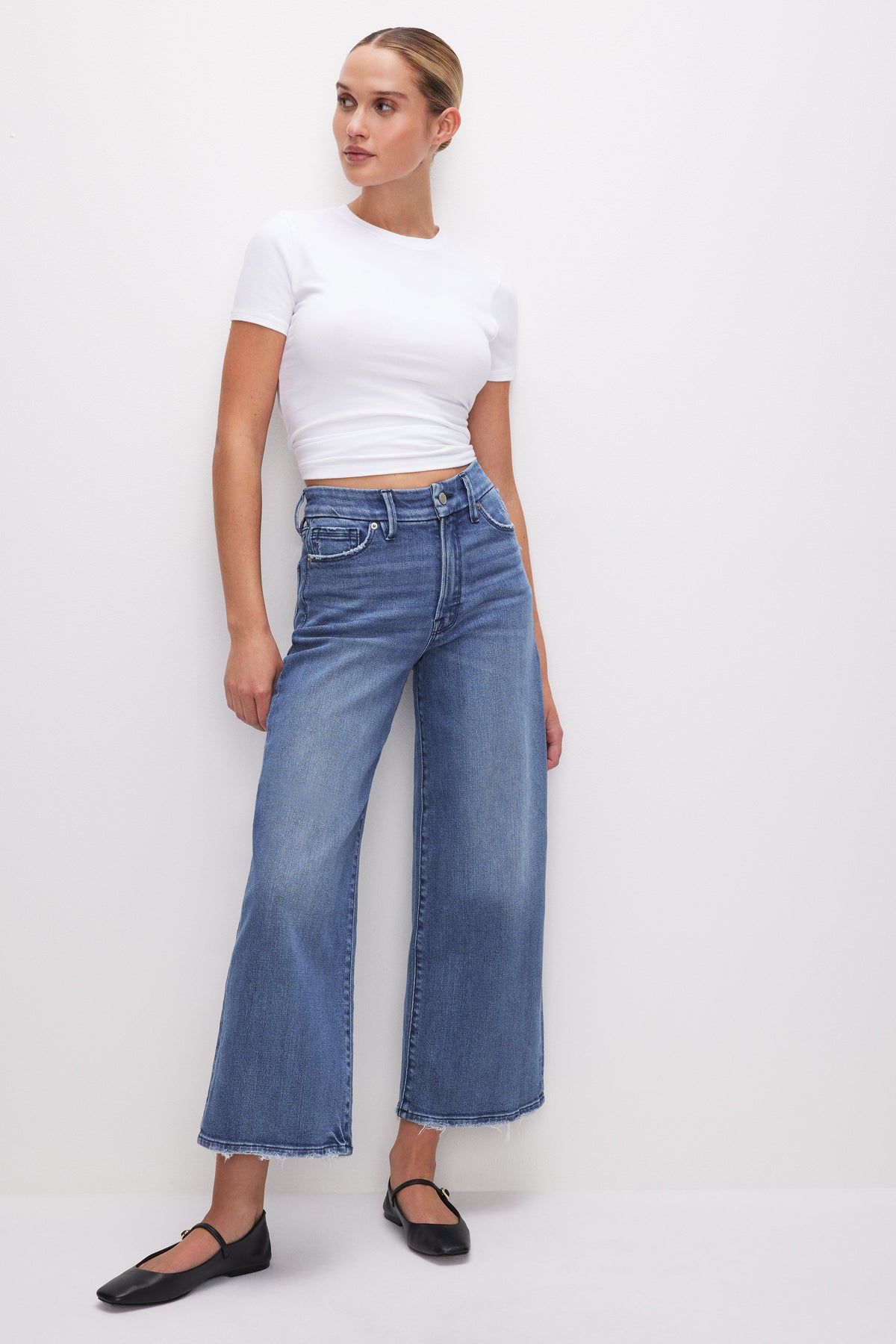 GOOD WAIST CROPPED PALAZZO JEANS INDIGO338