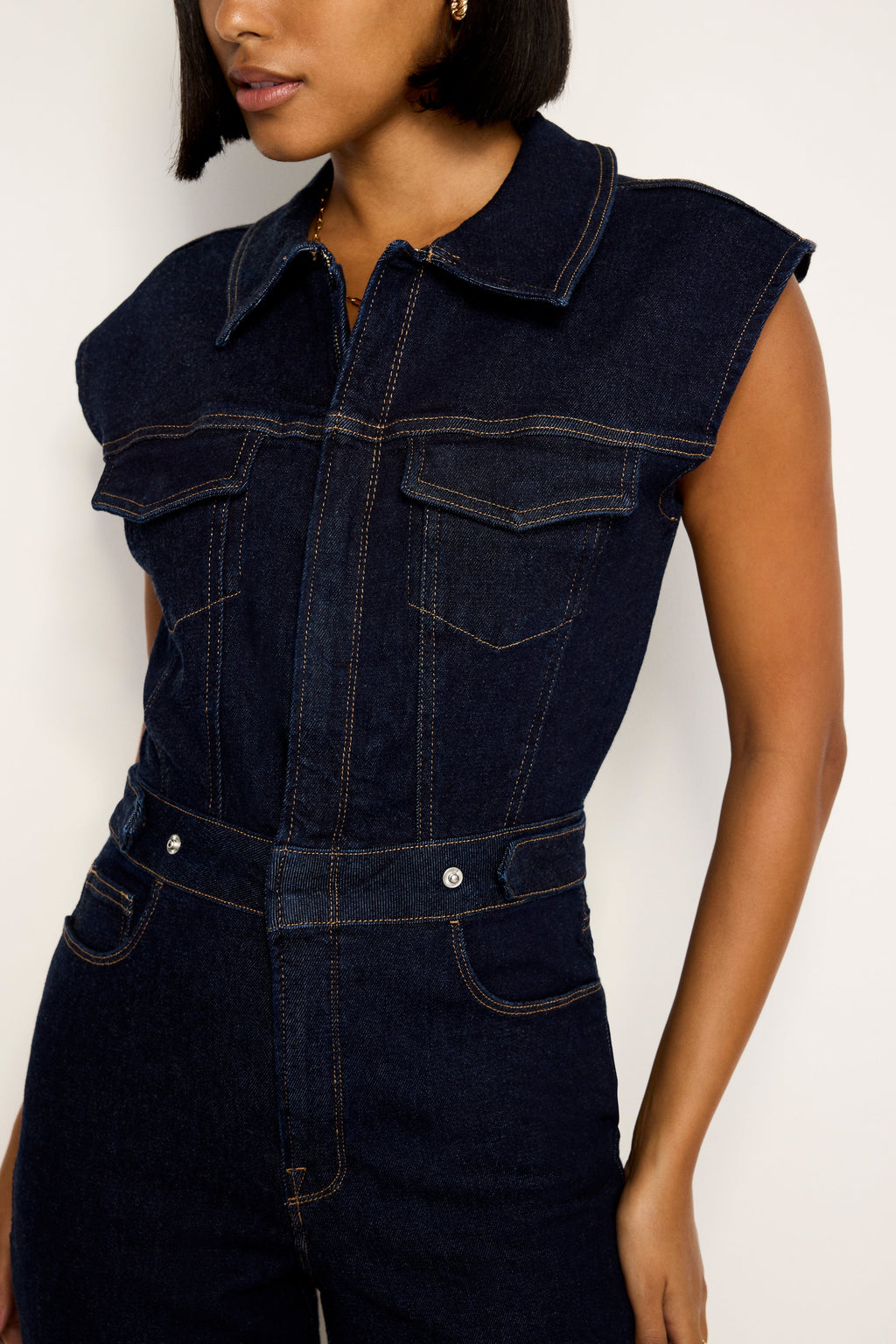 RINSED DENIM FIT FOR SUCCESS JUMPSUIT INDIGO716