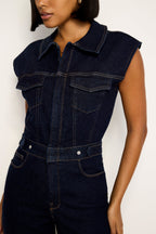 RINSED DENIM FIT FOR SUCCESS JUMPSUIT INDIGO716
