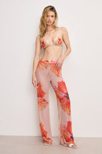 GAUZE MESH WIDE LEG MAUVE TROPICAL HIBISCUS001
