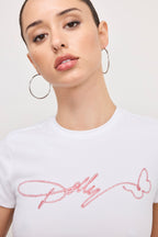 DOLLY SIGNATURE SUPER STRETCH BABY TEE WHITE001