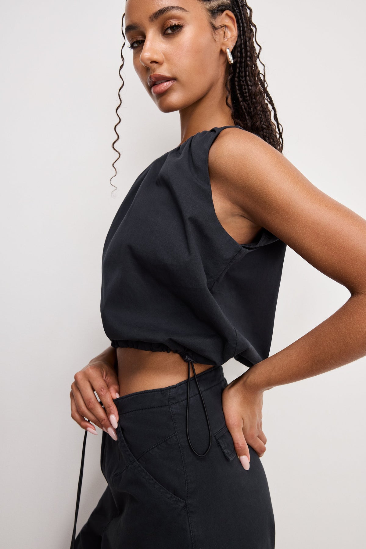 TWILL PARACHUTE BUBBLE TOP BLACK001