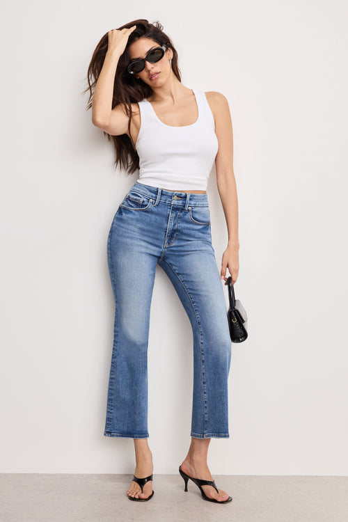 ALWAYS FITS GOOD LEGS CROPPED MINI BOOT JEANS INDIGO953
