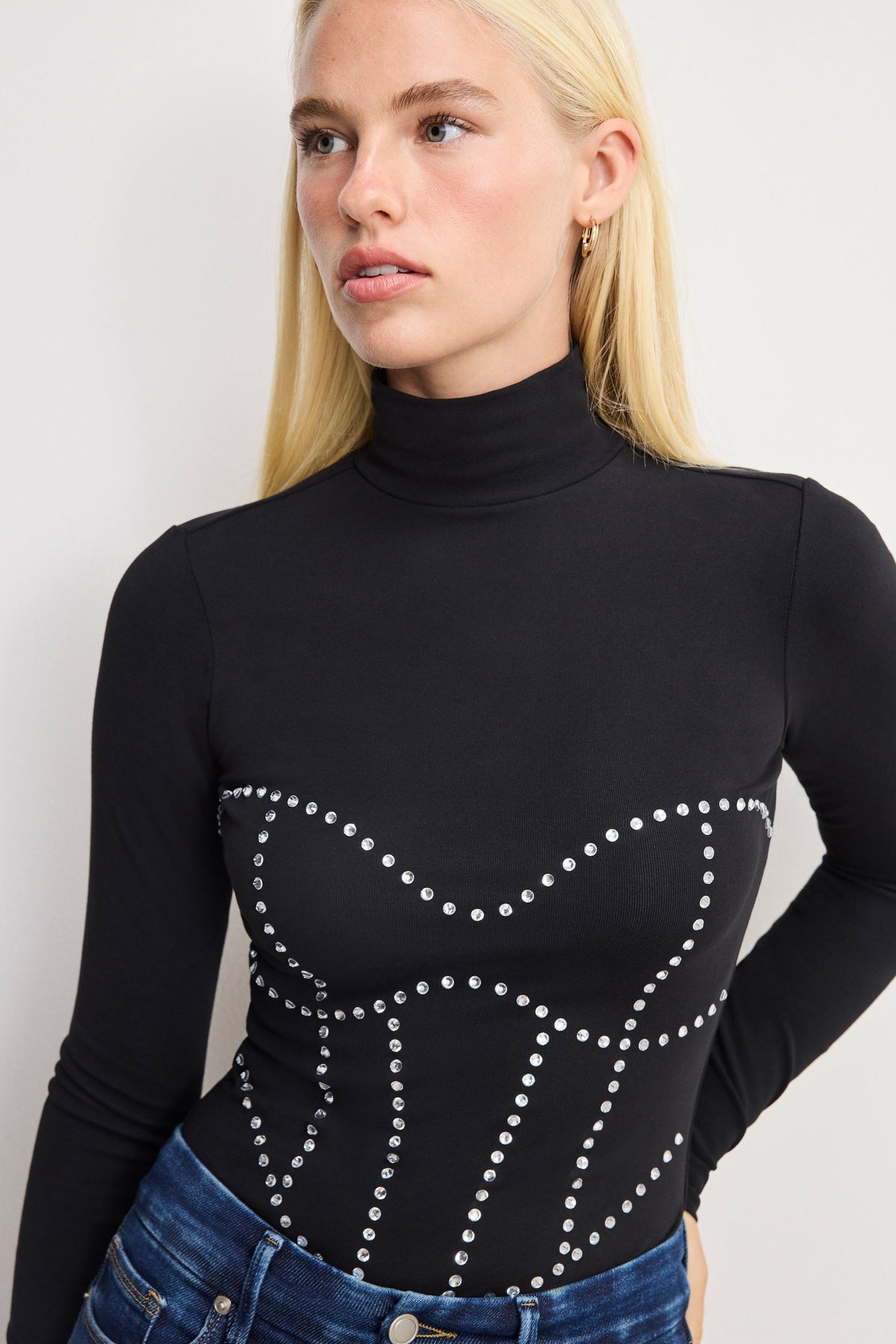 DOLLY CRYSTAL CORSET BODYSUIT BLACK001