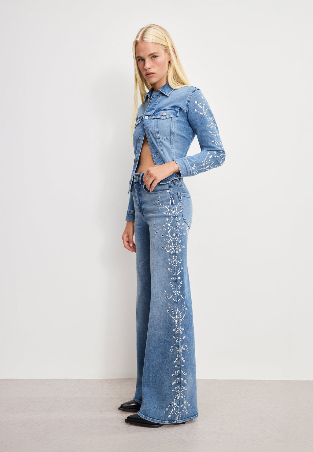 DOLLY JOLEANS CRYSTAL WIDE JEANS INDIGO1089