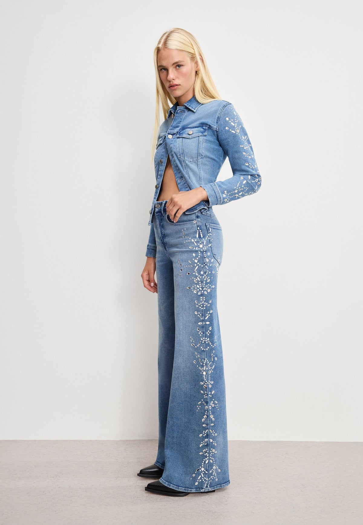 DOLLY JOLEANS CRYSTAL WIDE JEANS INDIGO1089