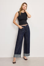 GOOD LOW RISE BAGGY CUFFED JEANS INDIGO1006