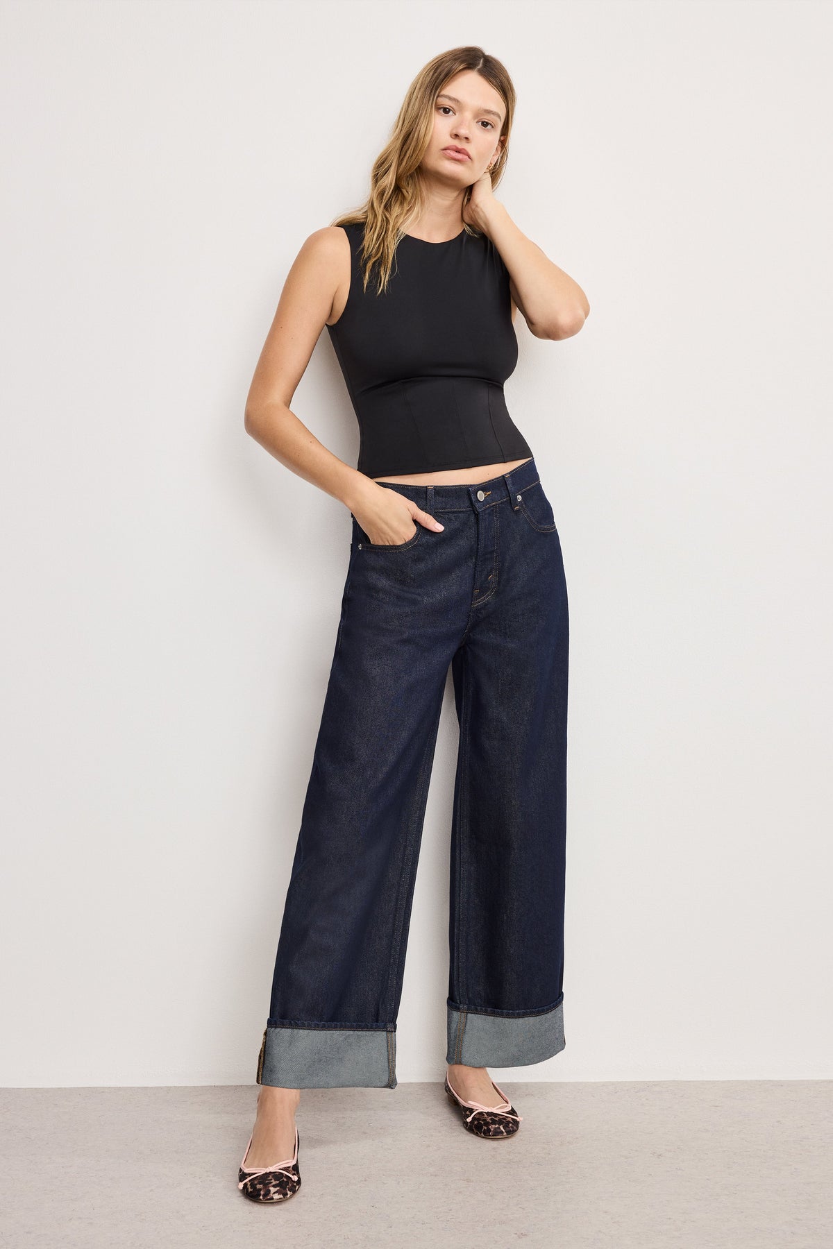 GOOD LOW RISE BAGGY CUFFED JEANS INDIGO1006