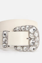DOLLY CLASSIC CRYSTAL LEATHER BELT WHITE001