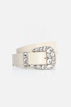 DOLLY CLASSIC CRYSTAL LEATHER BELT WHITE001
