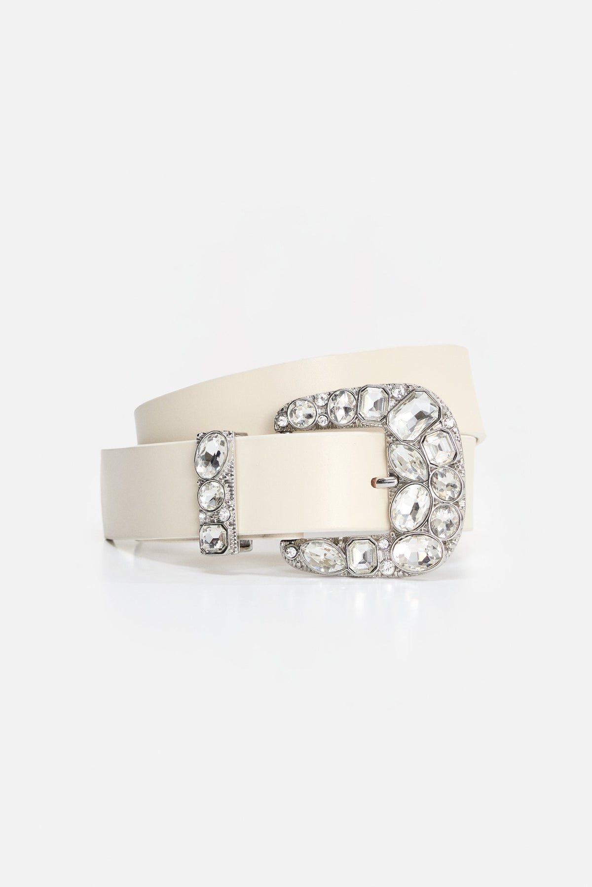 DOLLY CLASSIC CRYSTAL LEATHER BELT WHITE001