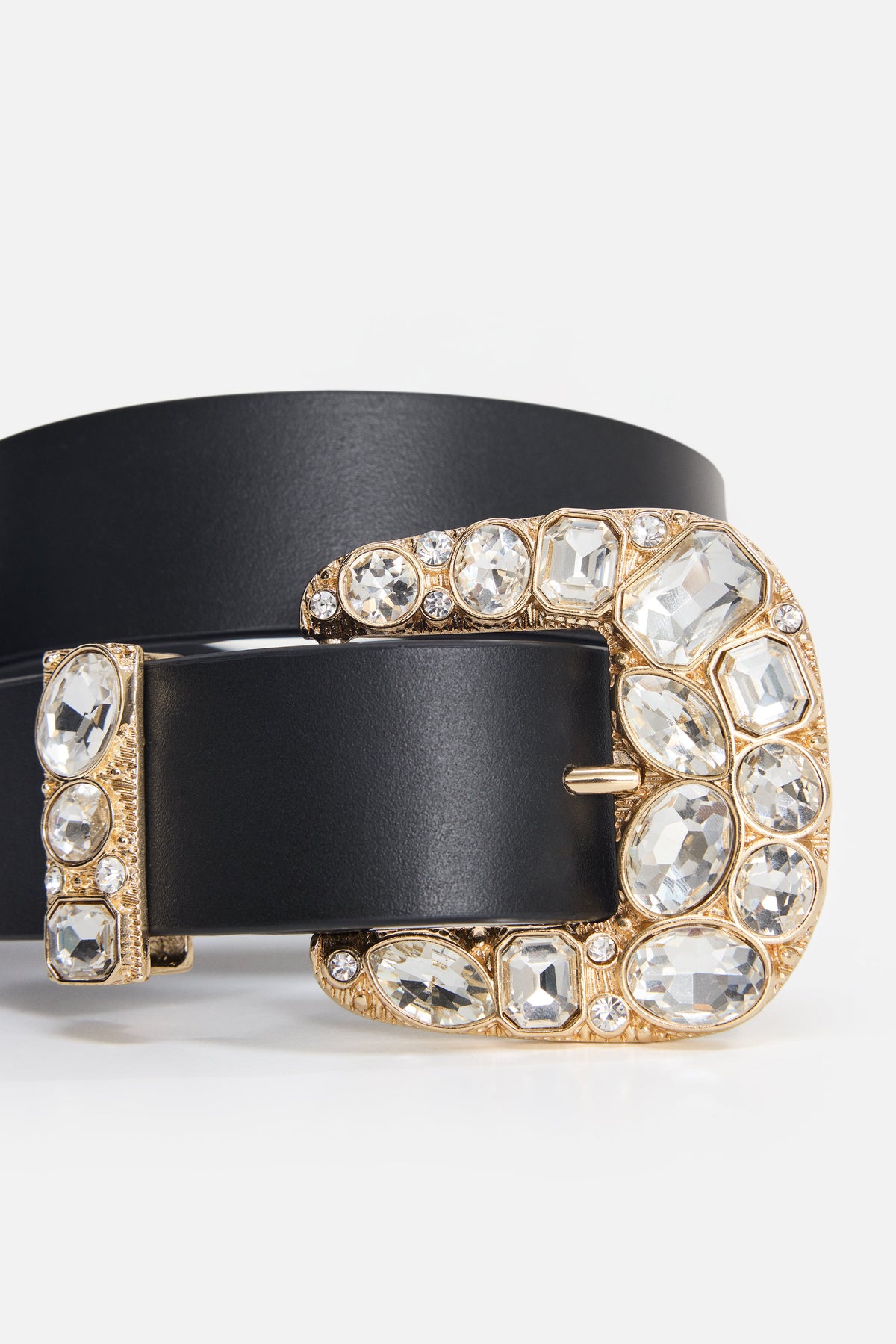 DOLLY CLASSIC CRYSTAL LEATHER BELT BLACK001