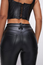 GOOD LEGS CROPPED MINI BOOT FAUX LEATHER PANTS BLACK001